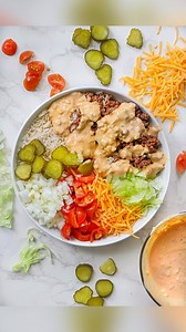 Sam Schnur on Instagram: "Big Mac Bowl! In a healthy-ish way😅 Lean ground beef, Rice, Cheddar cheese, Shredded lettuce, Diced tomatoes, pickles, healthy Big Mac sauce! Tag someone who would love this! … Big Mac Sauce: mix together 1/2 cup non fat Greek yogurt, 1 tbsp sugar free ketchup, 2 tbsp sweet pickle relish, 2 tbsp grated sweet onion (with juices), 2 tsp yellow mustard, 1/2 tsp white vinegar, 1/2 tsp paprika, 1/2 tsp onion powder, 1/4 tsp fine sea salt, 1/4 tsp garlic powder, 1 tsp monkfr