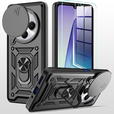 For Xiaomi Redmi 14C Case, Shockproof Ring Phone Cover + Glass Screen Protector | eBay UK