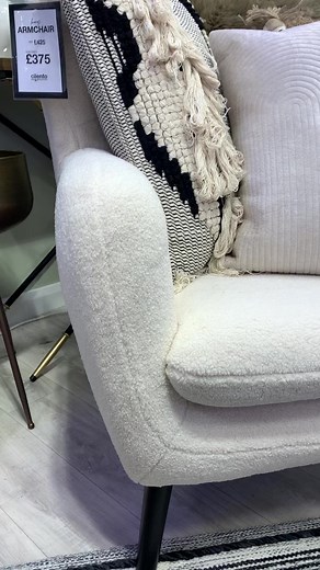 Breathtaking Boucle The most beautiful ivory boucle seating. Available in an arm chair & love seat. A snug welcoming addition to your home. Perfect for the winter nights. This set also comes in a gorgeous grey. Call into store to see this fabulous suite or call us on 02871884174 to secure yours today! #cilento #homeware #strabane #loveseat #armchair #boucle | Cilento Home & Giftware Boutique
