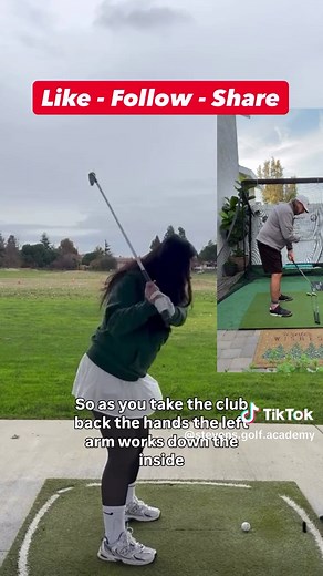 ➡️HERE ARE THE KEY POINTS FOR THIS LESSON: . ✅ Work on keeping your hands inside and the club head outside during the backswing. Ensure the club points straight up and down and the butt of the club points towards your belly button. . ✅ Focus on turning your whole body during the swing rather than just moving your arms. . ✅ Practice the loop in your swing: take the club back on the inside path and swing down on the outside path. Avoid cutting across the ball, which leads to a slice. . ✅ Incorpora