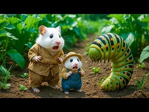 Mama Hamster Trims Fur on the Farm and Makes Tiger Hat For Baby Hamster At Home