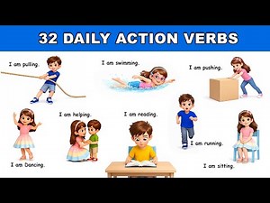 32 Action Verbs - Part 1 | With “I Am” Sentences | Daily Action Words | #JuniorLearningVerse