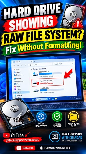 How to fix RAW drive without losing data 💾 #datarecovery #tutorial #shorts