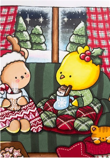 I'm so proud of the window in this one! What's your favourite detail? #colortok #berriecoloring #decotimemarkers #christmascoloring #adultcolouringbook