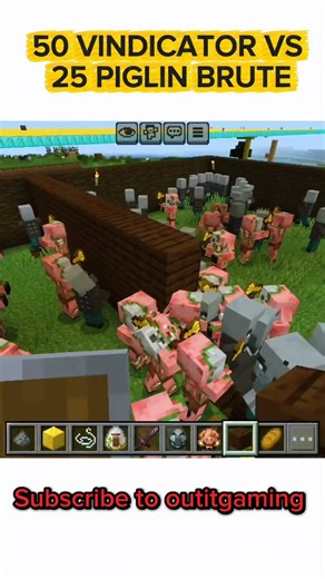 "50 Vindicator vs 25 Piglin Brute 😱 Kaun Jeetega?" #minecraft #shorts