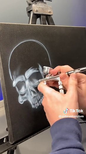 Skull & Smoke Flames Speed Painting 💀🔥 #skullart #fyp #tiktokart #art #artwork #airbrushing #airbrushasylum