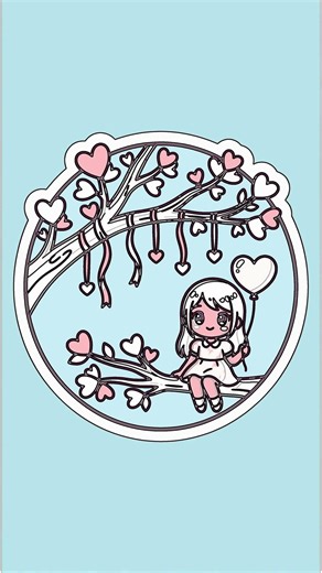 How to Draw a Cute Chibi Girl on a Heart Tree