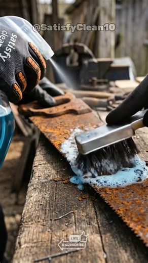 Rusted metal hand saw blade Cleaning #cleaninghacks #cleaningsounds #asmrcleaning #viral #shorts