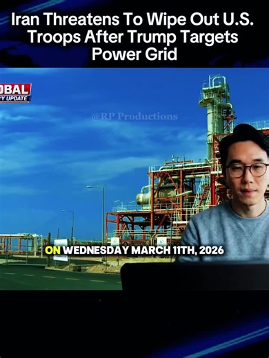 Iran Threatens To Wipe Out U.S. Troops After Trump Targets Power Grid #IranWar #MiddleEastCrisis #Iran #WarUpdate #MilitaryNews Iran is threatening to shut down the entire region’s power grid after Trump warned the U.S. could wipe out Iran’s electrical system in an hour. And this is not just rhetoric anymore — drones have already hit Dubai, missiles have targeted Saudi oil, Kuwait’s power lines were knocked offline, tankers are burning near Basra, and the Strait of Hormuz is still being choked. 