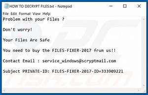 Files Fixer Ransomware