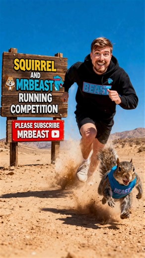 Tiny Cute Squirrel Runs for Hours Like MrBeast 😱 #mrbeast #shortsfeed #mrbeastshorts
