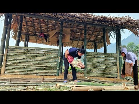 A homeless mother and daughter built a bamboo house the forest | Homeles Mom