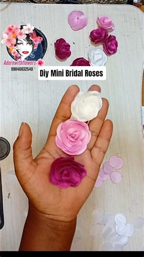 Mini Bridal Roses Made Easy with Satin Craft Circles. Fabric Flower Tutorial #floralaccessories