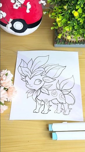 Drawing Pokémon Leafeon Art Part 1 #pokemon #leafeon #art #shorts #pokemonart #pokemonfanart