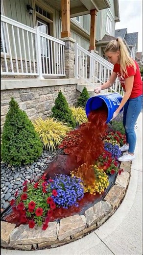 DIY Front Porch Makeover: Evergreen Shrubs and Colorful Blooms