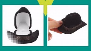 Cowboy Hat Box Velvet Jewelry Storage Case for Necklace Earrings Vintage Compact Ring Box for Wedding Ceremony Engagement Flocking Western Style