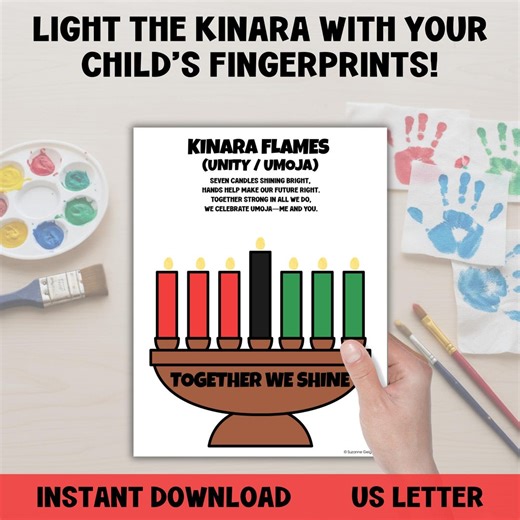Kwanzaa Handprint Craft Activity, Kwanzaa Kinara Candleholder Fingerprint Printable for Toddlers, Preschool Kwanzaa Celebration Craft - Etsy