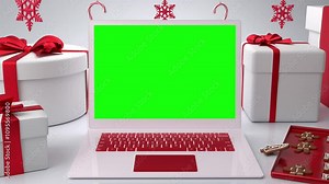 3D Laptop Christmas Mockup for christmas sales promotion and online marketing