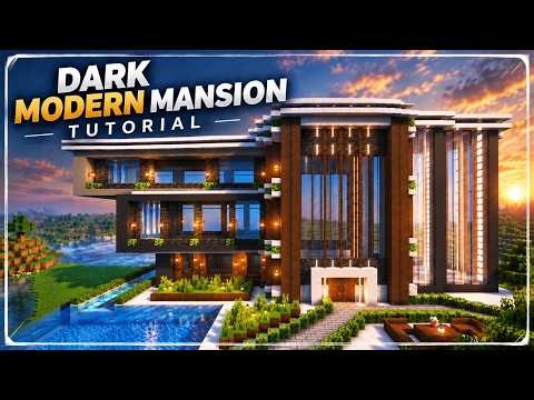 How to build an easy dark modern mansion in Minecraft | Step by step tutorial