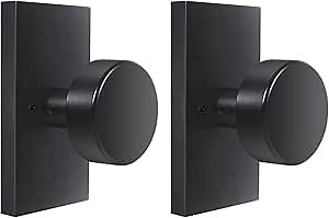 Dummy Door Knob Interior, Matte Black Door Knobs Modern Rectangle Heavy Duty Door Handle for Bifold Closet Doors, 2 Pack