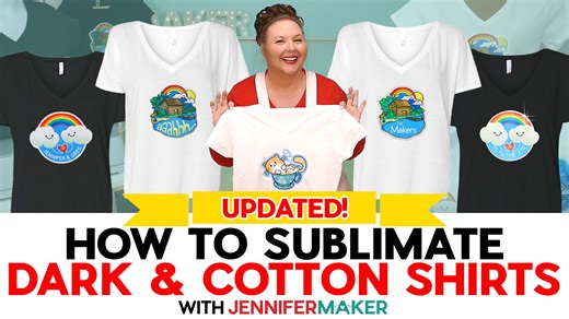 10K views · 145 reactions | Ready to do the impossible? Try this sublimation game-changer! 勞 White polyester is great and all, but did you know you can sublimate on dark shirts, too? And cotton!? I’ll show you how with my cute NEW designs! Get the tutorial and free SVG files on my blog.❤️https://jennifermaker.com/sublimate-dark-shirts | JenniferMaker.com | Facebook