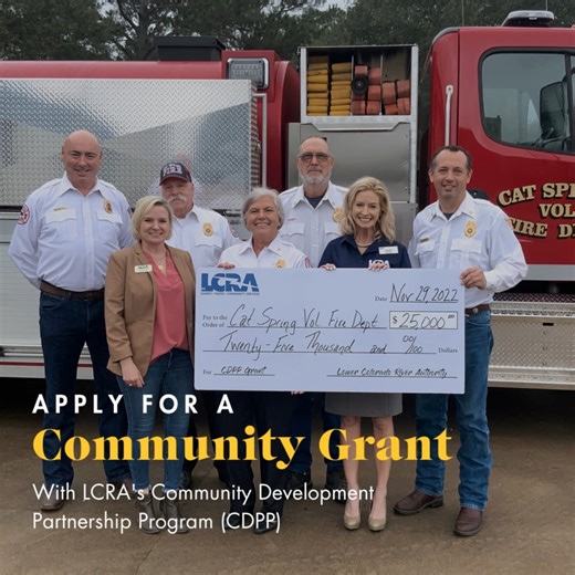 LCRA is accepting grant applications for our Community Development Partnership Program, which helps fund projects for local governments, emergency responders and nonprofit organizations. Apply by January 31: www.lcra.org/cdpp #LCRAGivesBack | LCRA