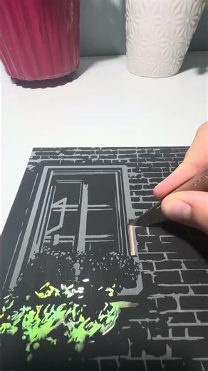 Beautiful Scratch Art 🌿🪟🛵✍️