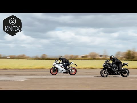 Ducati Panigale V2 vs Suzuki GSXR 750 - Airfield drag race | Knox armour