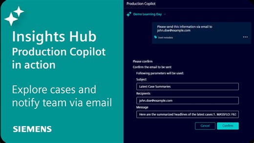 Insights Hub Production Copilot 实际应用 – 探索案例并通过电子邮件通知团队