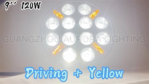 2024 New Aurora 9'' 120W 14000LM Emark ECE R112 R7 R65 R10 Truck 9 Inch Spotlight With White Yellow DRL LED Round Driving Light