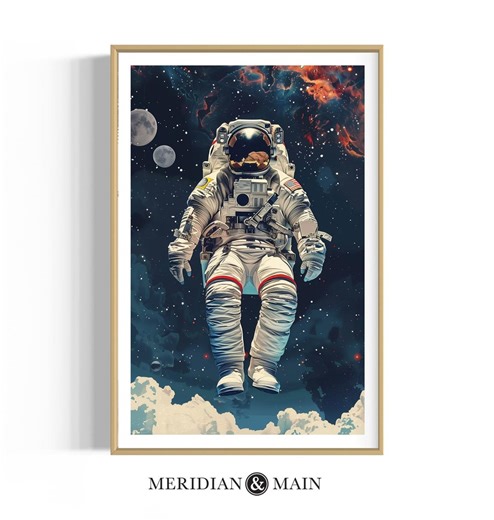 Astronaut Galaxy Art Print: Retro Sci-fi Wall Decor (digital Download) - Etsy