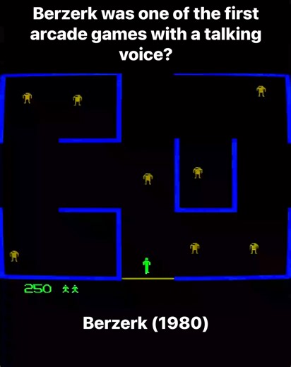 Berzerk (1980) - It featured digitised speech like “Intruder alert!” and “The humanoid must not escape.”At the time, voice synthesis was groundbreaking and super expensive to add into games. #bezerk #retrogaming #arcade #videogames #nostalgia | Classic Replay