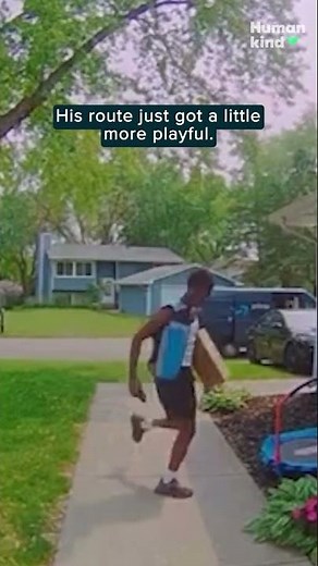 Watch this Amazon delivery driver add some fun to his route with a hopscotch break