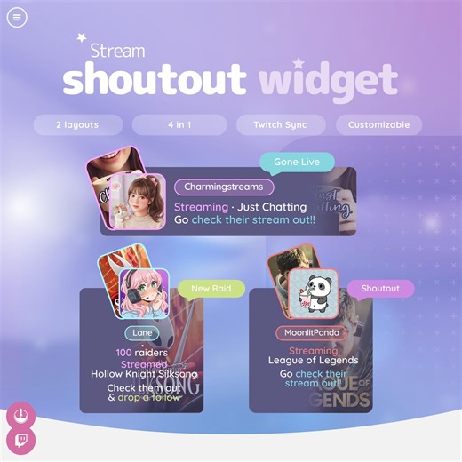 Shoutout Widget for Streamers | Customizable Alert for Friends, Raids, Live, and New Chatters for OBS, Streamelements - Etsy