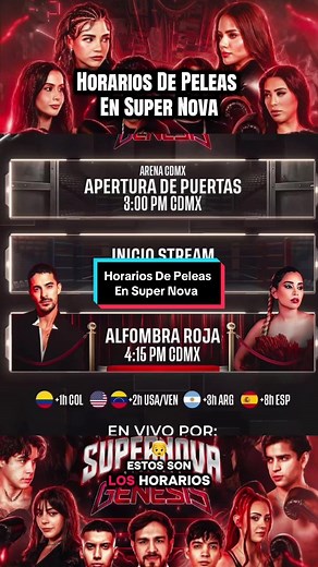 Horarios de peleas en Super Nova