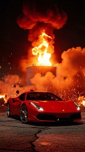 Ferrari 488 Near Gas Tank Explosion – Cinematic Destruction!