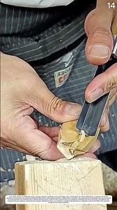 Precision Miniature Carving: How Hand Gouge Transforms Wooden Block Into Curved
