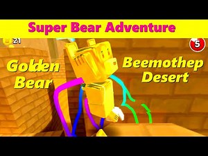 SBA golden super bear with rainbow tails explores Beemothep desert | Super Bear Adventure gameplay