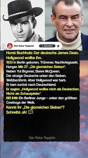 Horst Buchholz: Er war bei den „Glorreichen Sieben" – mit 27 🤠