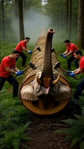 Rescue elephant From A Deadly Giant Log #humanity #viral #pets #animals#rescue #elephant #shorts