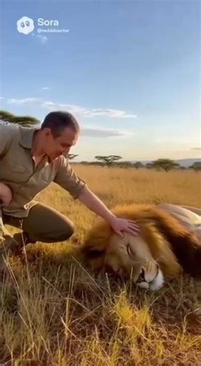 Playing with a lion