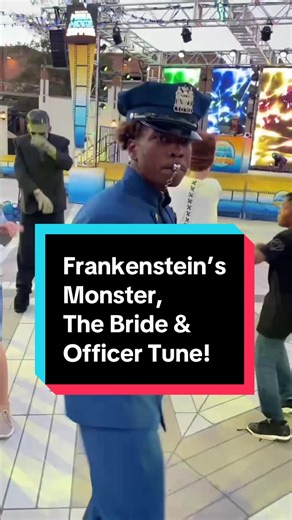 Replying to @Girl Scout Longer cut because this moment deserved it 🖤 Dancing with Frankenstein’s Monster, the Bride, and Officer Tune at Universal Studios Hollywood is the kind of theme park magic that turns into a core memory. No script, just music, laughs, and unforgettable moments with iconic Universal characters that remind us why we keep coming back. #UniversalStudiosHollywood #UniversalMonsters #ThemeParkMemories #thegrinch #officertune