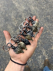 Forged Steel Leaf Keychain - Etsy