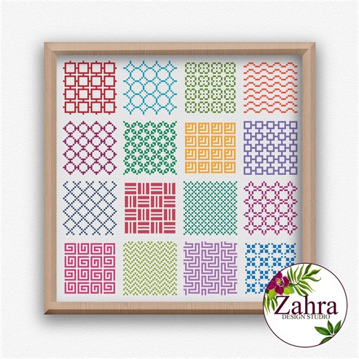 Motifs Sampler Cross Stitch Pattern - Abstract Embroidery Design (PDF Download) - Etsy