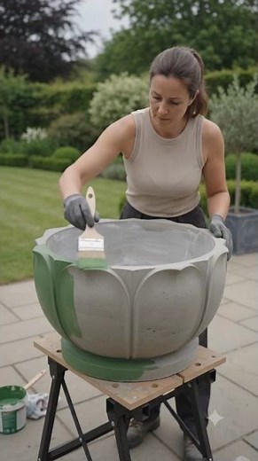 She Turned a Giant Balloon Into a Glowing Concrete Lotus Planter! #diy #diybuild