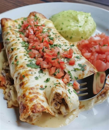 Cheesy, creamy, and bursting with flavor — these enchiladas are pure comfort food bliss! Soft tortillas stuffed with tender chicken, then covered in a rich, velvety queso sauce that’ll have everyone asking for seconds. ............ Full recipe 👇 💬 | Easy Recipes