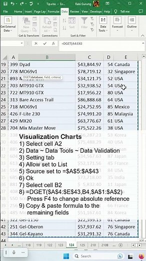 How to use DGET function in Excel with example - Excel Tips and Tricks #shorts #fyp