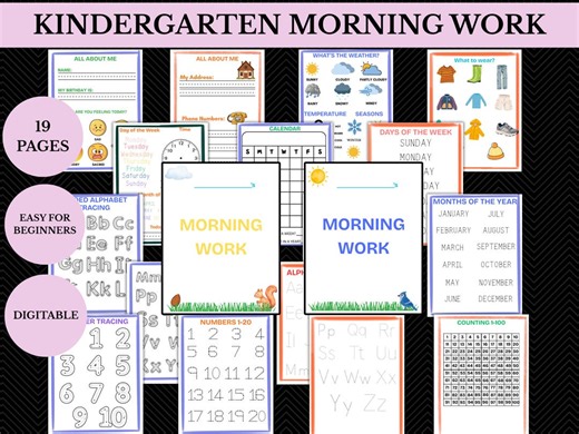 Kindergarten Morning Binder: Daily Learning Printables for Pre-k and Kindergarten - Etsy