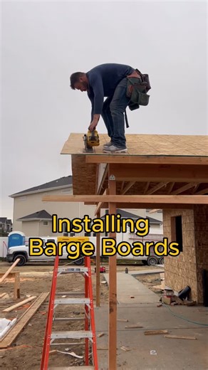 Blue Ridge Construction on Instagram: "Installing Barge Boards #framing #construction #hardwork #build"