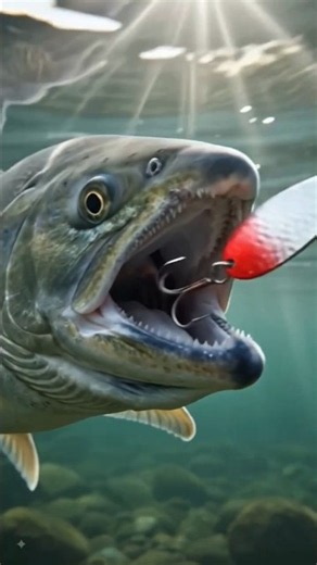 The exact SECOND a wild salmon crushed this spoon lure! 😱⚡ #fishing #shorts